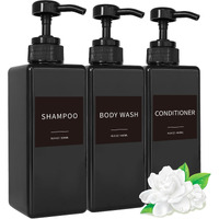 Shampoo And Conditioner Dispenser  Refillable Plastic Shampoo Pump Bottles With Waterproof Labels  Empty Body Wash Dispenser Set For Bathroom  Shower Soap Dispenser (Black  Set Of 3  16.9Oz)