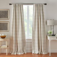 Elrene Home Fashions Brighton Windowpane Plaid Blackout Window Curtain  Living Room And Bedroom Drape With Back Tab And Rod Pocket Tabs  52""X108""  Linen  1 Panel