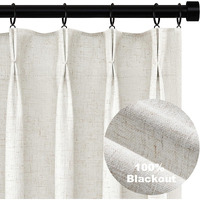 Topfinel 94 Inches Long Full Blackout Linen Curtains For Bedroom  Pinch Pleated Sound Block Curtains  Beige Decorative Elegant Farmhouse Lined Drapes 2 Panels Set For Living Room Sliding Door