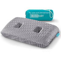 Blissbury Ear Pillow With Ear Hole For Sleeping With Sore Ear Pain | Ear Piercing Pillow | Adjustable Memory Foam Pillow With Holes For Chondrodermatitis Cnh | Piercing Pillow For Side Sleepers