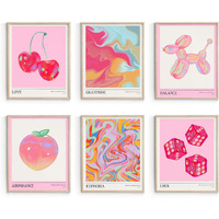 Habseligkeit Pink Cherry Wall Art Prints  Cute Wall Decors For Room Aesthtic  Posters For Girls Bedroom Decor Aesthetic Unframed  8X10In  Set Of 6