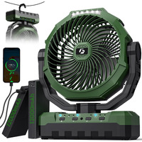 Frizcol 3-In-1 Camping Fan - Portable Fan Rechargeable - 24000Mah 9-Inch Battery Powered Fan(140Hrs) - Usb Fan With Light & Remote For Indoor  Outdoor  Tent  Travel  Bbq  Fishing  Jobsite - Green