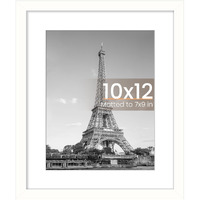 Upsimples 10X12 Picture Frame  Display Pictures 7X9 With Mat Or 10X12 Without Mat  Wall Hanging Photo Frame  White  1 Pack