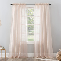 No. 918 Erica Crushed Sheer Voile Rod Pocket Curtain Panel  51"" X 84""  Whisper Pink