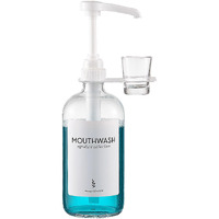 Onsogi Glass Mouthwash Dispenser With Cup Holder And Pump  16 Oz Rustic Boho Mouthwash Dispenser For Bathroom Farmhouse Decor - 1 Pack Clear