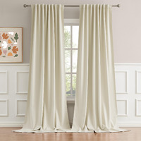 2 Pcs Living Room Curtains High Ceiling Extra Long Drapes Rod Pocket Back Tab Beige Farmhouse Curtains Window Treatments For Bedroom Patio Door 132 Inches Long 11 Ft Length 52 Inch Width  Ivory
