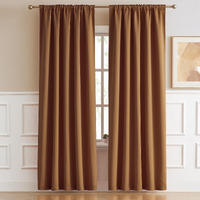 Dualife Brown Orange Blackout Curtains Living Room 96 Inches 2 Panels - Back Tab And Rod Pocket Boho Fall Decor Room Darkening Bedroom Curtains Drapes  Golden Oak Color