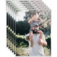 Dzz Clear Acrylic Photo Picture Frames Display Picture Wall Mounting Clear For Home School Office -Vertical  4X6  Set Of 6
