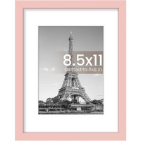 Upsimples 8.5X11 Picture Frame  Display Pictures 6X8 With Mat Or 8.5X11 Without Mat  Wall Hanging Photo Frame  Pink  1 Pack