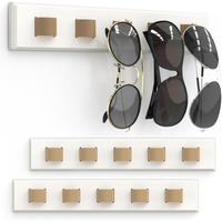 Durmmur 3 Pack Sunglass Organizer  Wall Mounted Sunglasses Organizer  Wooden Glasses Holder Sunglass Holder  Sunglasses Rack For Hanging Your Multiple Eyeglasses  For Wall  Home Decor(Cream)