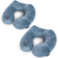 Keemall 2Pack Inflatable Travel Neck Pillow For Airplane Sleeping  Adjustable Blow Up Neck Support Air Pillow Traveling On Plane Long Flights Washable