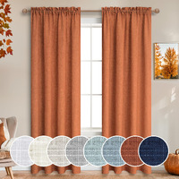 Mrs.Naturall Burnt Orange Linen Curtains Long For Living Room 2 Panel Set Rod Pocket Bedroom 52X96 Inches Long