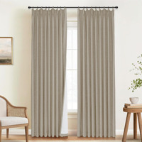 Inovaday Pinch Pleated Curtains Blackout  Curtains 84 Inches 2 Panels Set  100% Blackout Curtains For Bedroom Thermal Insulated Linen Pinch Pleat Blackout Drapes With Hooks W40 X L84  Grey Beige