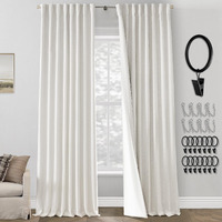 Panelsburg 108 Inch Long Off White Blackout Curtains 2 Panel Set Pleated Back Tab Linen Room Darkening Black Out Window Drapes For Living Room