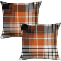 Aofanggo Fall Pillow Covers 16X16 Set Of 2 Autumn Decorative Black Orange Seamless Plaids Check Throw Pillow Cases Cushion Covers Halloween Farmhouse Thanksgiving Home D?Cor