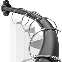 Mcrbeay Curved Shower Curtain Rod  Adjustable 48-85 Inches Extra Wide Curved Shower Rods For Bathroom  Rust Proof Shower Rod  Premium Stainless Steel Curved Curtain Rod For Shower  Bathtub  Black