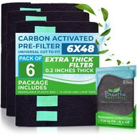 Breathe Naturally Universal 6X48 Cut-To-Fit Activated Carbon Filter (6 Pack) Charcoal Air Filter Sheet For Air Purifiers