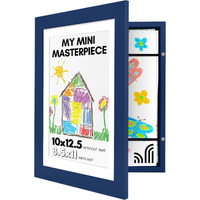 Americanflat 10X12.5 Kids Art Frame - Front Loading Picture Frame - Use As 8.5X11 Frame With Mat Or 10X12.5 Frame Without Mat - My Mini Masterpiece - Holds 100 Artworks - Navy