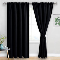 Jiuzhen Black Blackout Curtains For Bedroom - Thermal Insulated Room Darkening Black Out Curtains For Living Room  Noise Reducing Drapes  60 X 84 Inch 2 Panels With Tiebacks