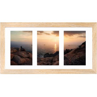 Kinlink 7X14 Collage Picture Frame Natural  Wood Frame With Acrylic Plexiglass For Multiple Three 4X6 Photos With Mat Or 7X14 Without Mat Tabletop And Wall Mounting Display  1 Pack