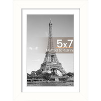 Upsimples 5X7 Picture Frame  Display Pictures 4X6 With Mat Or 5X7 Without Mat  Wall Hanging Photo Frame  White  1 Pack