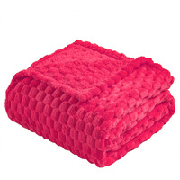 Vessia Flannel Fleece Throw Blanket(50X70 Inch)  3D Jacquard Hot Pink Fuzzy And Warm Blanket For Couch Sofa Bed Chair  300Gsm Super Soft Touch Cozy Lightweight Throw For All-Season Home Decor