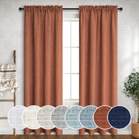 Mrs.Naturall Terracotta Linen Curtains 102 Inches Long For Living Room Bedroom 2 Panel Set Rod Pocket Light Filtering Semi Sheer Burnt Orange Rust Colored Curtains & Drapes Western Decor 52X102 Length