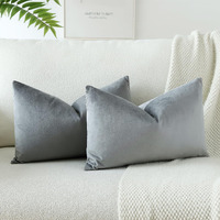 Otostar Pack Of 2 Velvet Soft Solid Decorative Throw Pillow Covers 16 X 24 Inch Pillow Covers Lumbar Cushion Case Couch Pillowcases For Sofa Bed Home Decor (Grey)