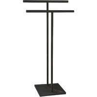 40 Inch Free Standing Towel Rack For Bathroom Floor Double-T Shape Bath Towel Sheet Holder With Marble Design Base Towel Rack Standing Next To Tub Or Shower Towel Holder Stand Sus304 Matte Black