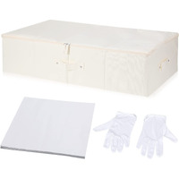 Glenmal Wedding Dress Preservation Box Kit Wedding Dress Storage Box With 1 Pair Microfiber Gloves And 100 Sheets Of Acid Free Tissue Paper For Storage Wedding Dress Gown Bride  28 X 15.7 X 7 Inches