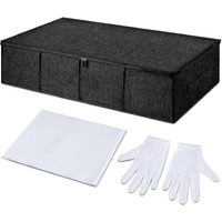 Wedding Dress Preservation Box Kit Wedding Dress Storage Box With 1 Pair Microfiber Gloves And 100 Sheets Of Acid Free Tissue Paper For Storage Wedding Dress Gown (Black 30 X 15.7 X 7 Inch)