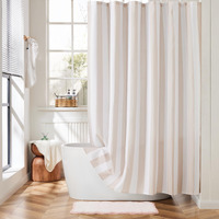 Ohocut Vertical Striped Shower Curtain  Cute Retro Vintage Stripe Bow Bathroom Shower Curtain  Waterproof Polyester Fabric Modern Shower Curtain For Bathroom 72X72 Inches (Beige)