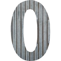Collective Home - 12"" Metal Letter Wall Decor  Galvanized Steel Numbers  Rustic Hanging Decor Symbols  Corrugated Metal Decoration  House Number (O)