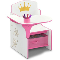 Delta Children Princess Crown Chair Desk With Storage Bin - Ideal For Arts & Crafts  Snack Time  Homeschooling  Homework & More - Greenguard Gold Certified  White/Pink