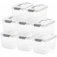 Elsjoy Set Of 8 Plastic Storage Bins  5.5 Quart Clear Storage Latch Box With Lids  Stackable Organizing Bins Lidded Storage Container For Snacks  Cosmetics