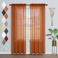 Bohemian Sheer Curtains 96 Inch Length For Dining Room Rod Pocket Burnt Orange Textured Light Filtering Drapes For Patio Sliding Door Floor Living Room Pumpkin Boho Decor Rust Tangerine 8 Ft Long