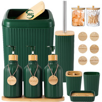 Green Bathroom Set 17Pcs Bathroom Set With Bathroom Trash Can 3Pcs Lotion Soap Dispenser Bathroom Accessories Set Green Bathroom Sets For Bathroom Decor