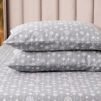 Elegant Comfort Ultra Soft 4-Piece 100% Turkish Cotton Flannel Sheet Set - Holiday Christmas Flannel Sheets  Warm And Cozy Premium Quality  Deep Pocket Fitted Sheet- Full  Snowflake Gray