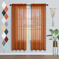 Burnt Orange Textured Curtains 63 Inch Length For Bedroom Rod Pocket Bohemian Semi Sheer Light Filtering Drapes For Living Room Pumpkin Boho Decor Rust Tangerine 63 Inches Long Set 2 Panels