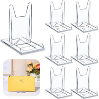 Memorywuu 6 Packs Adjustable Purse Display Stand Clear Acrylic Handbag Stand Holder For Wallet Purses Handbag Bag Jewelry Display Organizer For Party Weddings Home Decoration Birthdays