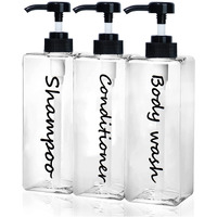 Shampoo Dispenser - Refillable Shampoo And Conditioner Bottles (Clear  Set Of 3  21Oz) - Modern Shampoo Bottles For Shower Soap - Empty Shampoo Conditioner Body Wash Dispenser Set - For Bathroom