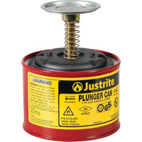 Justrite Plunger Can For Solvents  1 Pint Capacity  5.25"" X 4.9"" Steel Push-Down Solvent Dispenser Can  Made In The Usa Industrial Mechanic Tools  Red  10008