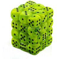 Chessex Dice D6 Sets: Vortex Bright Green With Black - 12Mm Six Sided Die (36) Block Of Dice