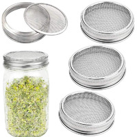 Sprouting Lids 316 Stainless Steel Mesh Lid Sprouting Strainer Lids Kit For Wide Mouth Mason Jars Canning Jar Lids Growing Alfalfa Sprout Seeds Salad Sprouts Lids 4 Pack