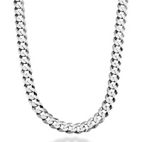 Miabella Solid 925 Sterling Silver Italian 9Mm Solid Diamond-Cut Cuban Link Curb Chain Necklace For Men  Made In Italy (Length 20 Inches (X-Short))