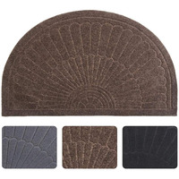 Rubber Doormat Indoor Outdoor Half Round Front Door Mat  Low Profile Welcome Mat With Non Slip Backing Absorbent Shoe Scraper Floor Mat Entry Rug  18"" X 30""