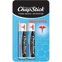 Chapstick Classic Medicated Lip Balm Tubes  Chapped Lips Treatment And Skin Protectant - 0.15 Oz (Pack Of 2)