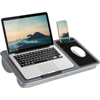 Lapgear Home Office Lap Desk With Device Ledge  Mouse Pad  And Phone Holder - Silver Carbon - Fits Up To 15.6 Inch Laptops - Style No. 91585