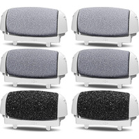 Pritech Callus Removers 6 Pack Replacement Rollers Heads For Electric Feet File Pedicure Tools  2 Extra Coarse  2 Regular Coarse  2 Fine Coarse Refill Rollers (1138-White/1138-Pink/1138-Black)