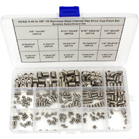Hvazi 4-40 To 3/8""-16 Stainless Steel Internal Hex Drive Cup-Point Set Screws Assortment Kit